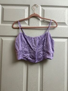 New Aerie Purple Satin Crop Tank Top